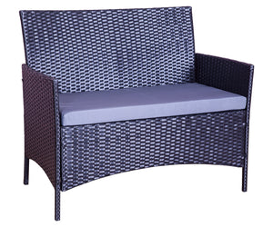 Set da giardino 4 posti in resina intrecciata Nero e grigio zoom 2 concept u