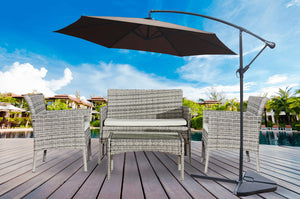 Set da giardino 4 quadrati in resina intrecciata Beige e bianco concept u