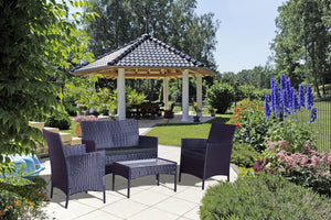 Set da giardino di 4 quadrati in resina intrecciati Nero e nero concept u