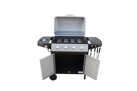 Barbecue a gas con 4 fuochi e un fornello laterale