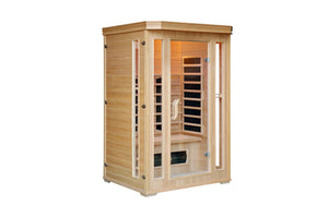 Sauna a infrarossi a 2 posti in legno con cromoterapia Narvik Sfondo bianco