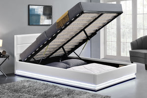 struttura letto con contenitore LED 140x190 cm Bianco New york zoom concept u