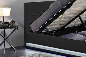 struttura letto con contenitore LED 140x190 cm Nero New york zoom 1 concept u
