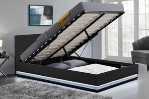 struttura letto con contenitore LED 140x190 cm Nero New york zoom concept u