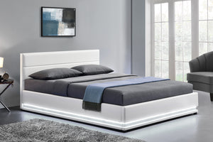 struttura letto con contenitore LED New York bianco 160x200 cm concept-u